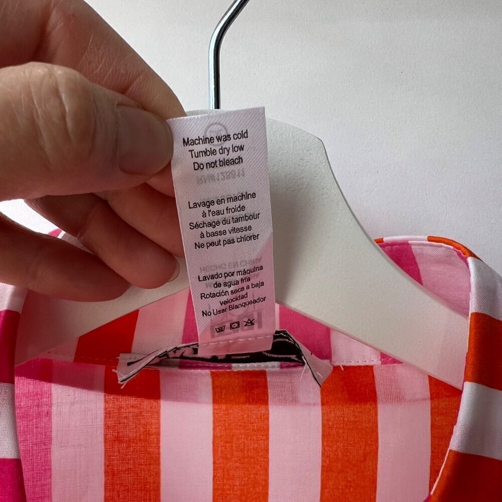 Beach Riot like new Alexa over shirt in sunset stripes, pink/ orange, Size L - Picture 7 of 8